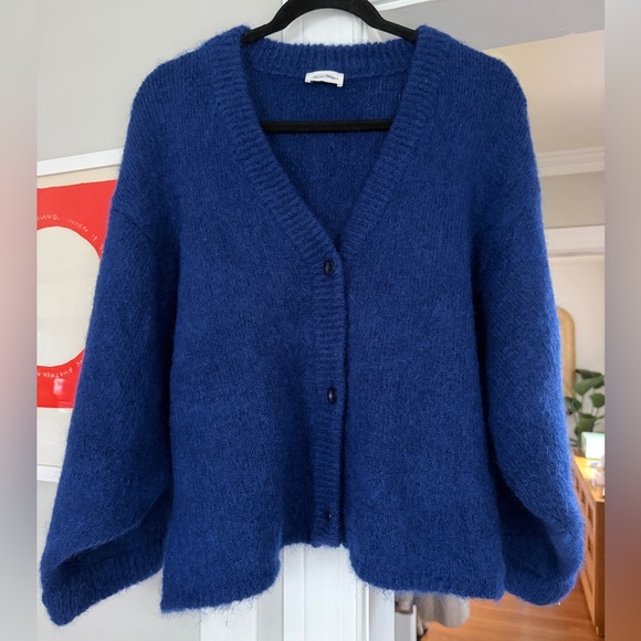 American Vintage Sweaters - American Vintage Official Blue Mohair V-neck Cropped Cardigan